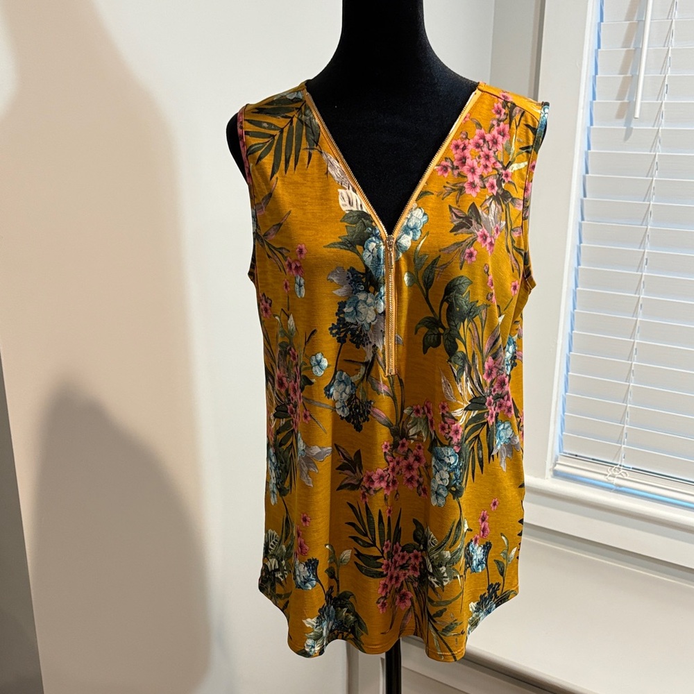 Floral Sleeveless Top - Yellow